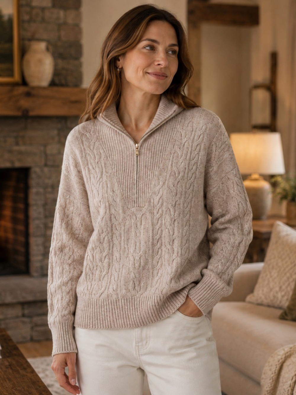 J. Crew Cable-Knit Half-Zip Sweater